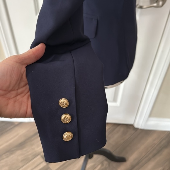 Attentif Paris Elegant Navy Double-Breasted Women's Blazer - Picture 5 of 11